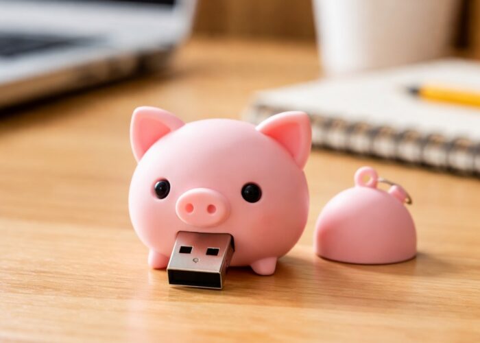 Ludique et pratique : clé USB cochon rose 64 Go